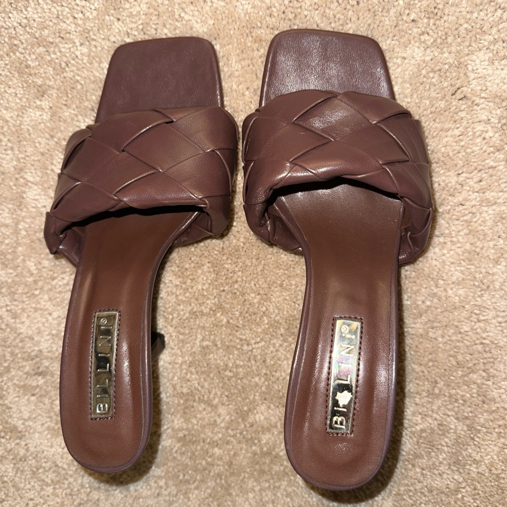 Brown kitten heels
